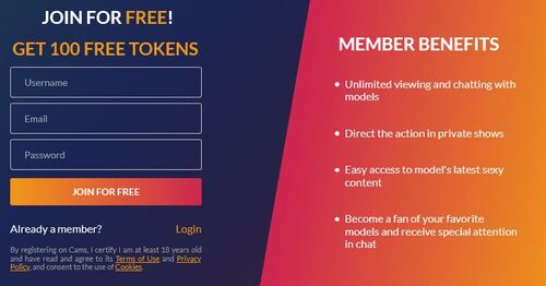 Cams offers a free and easy membership sign-up process